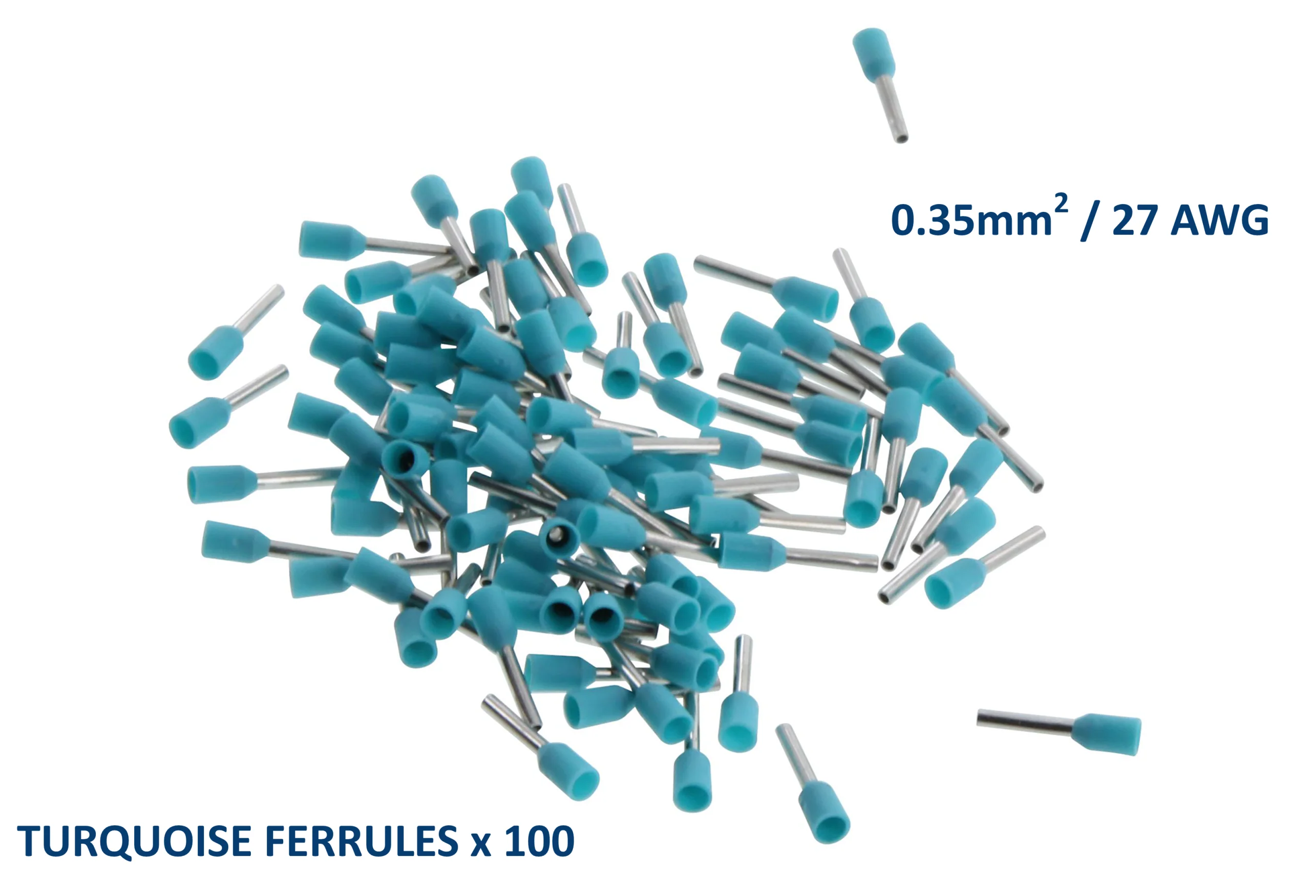DCW-F035.TQZ Turquoise Ferrules for 27 AWG ~ 0.35mm SQ wire