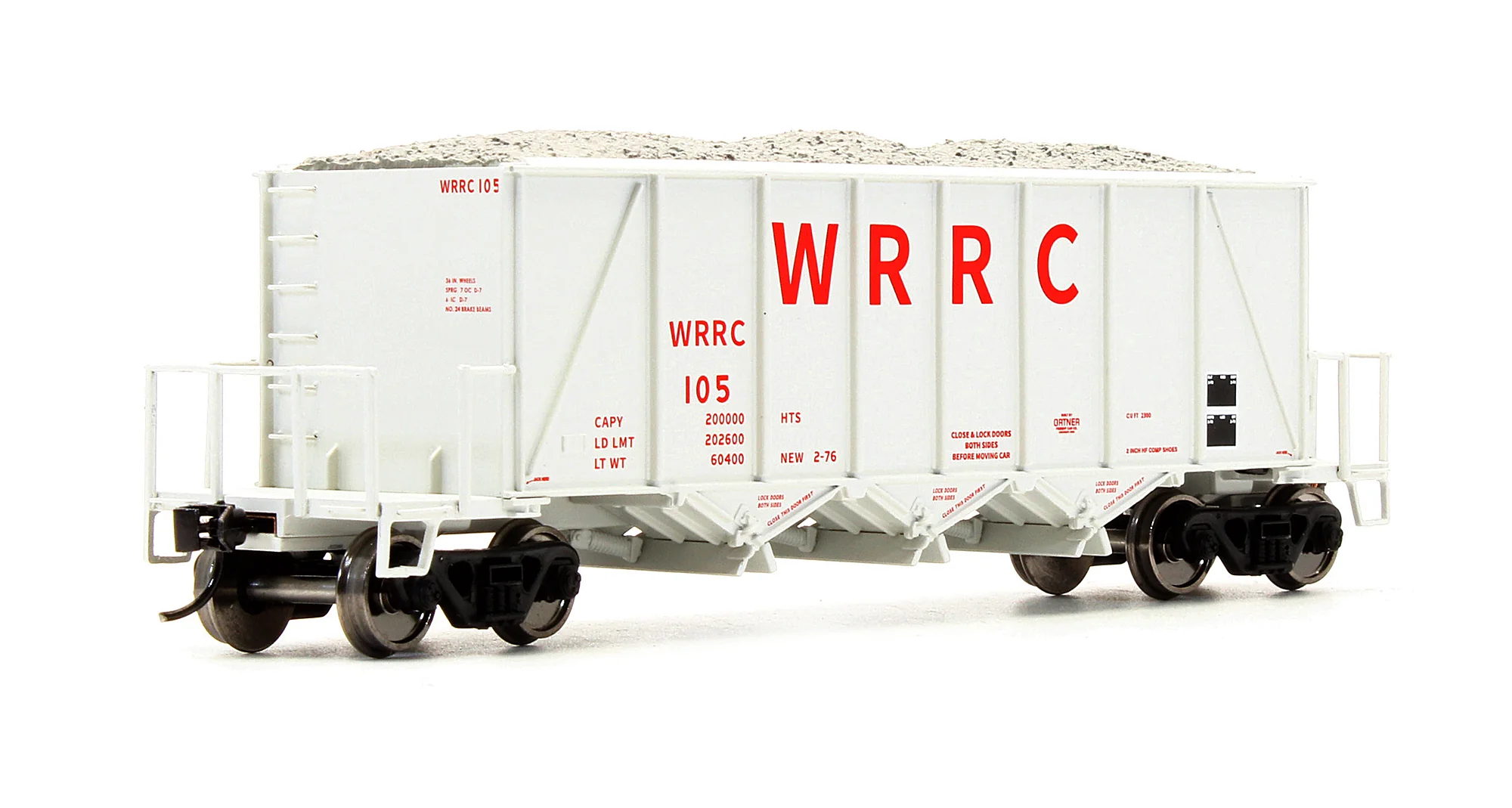 920-106046 Pre-Owned 40' Ortner 100-Ton Aggregate Hopper Western Railroad WRRC - Road #105
