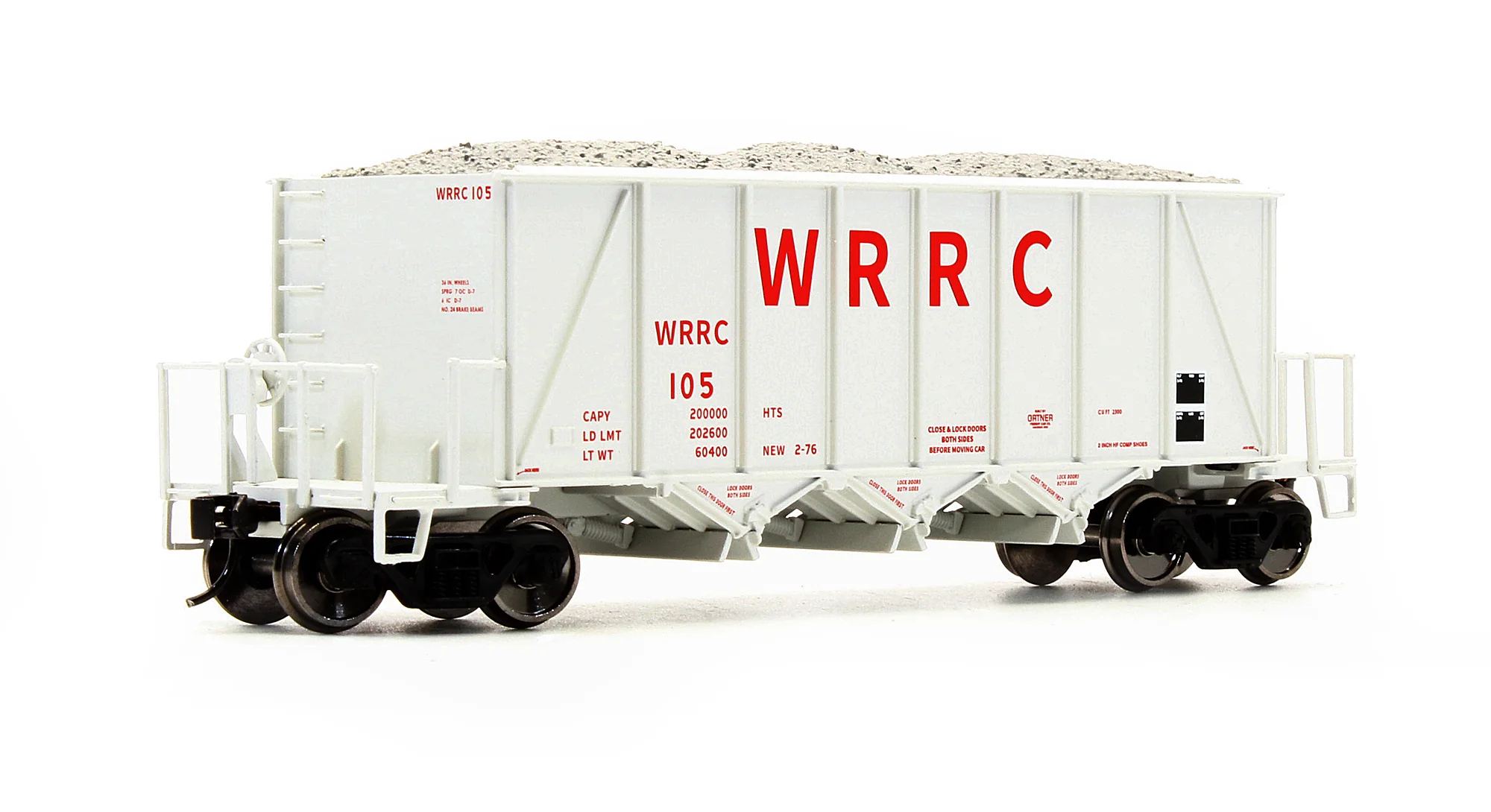 920-106046 Pre-Owned 40' Ortner 100-Ton Aggregate Hopper Western Railroad WRRC - Road #105 - Image 2
