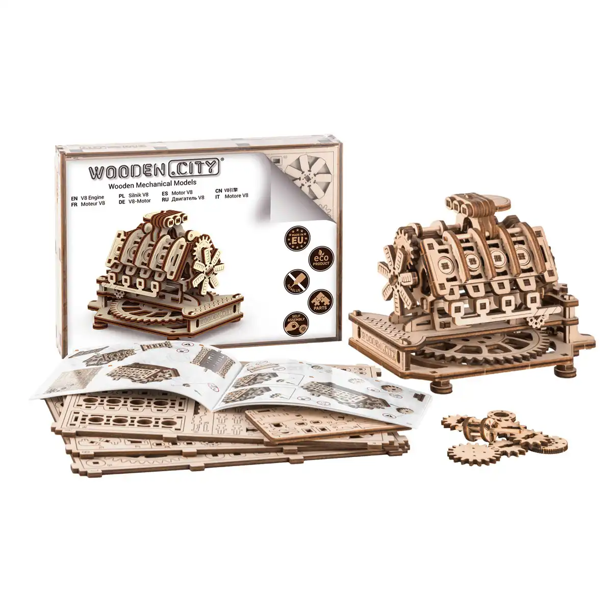 WR316 3D Wooden Mechanical Puzzle – V8 Engine - Image 3