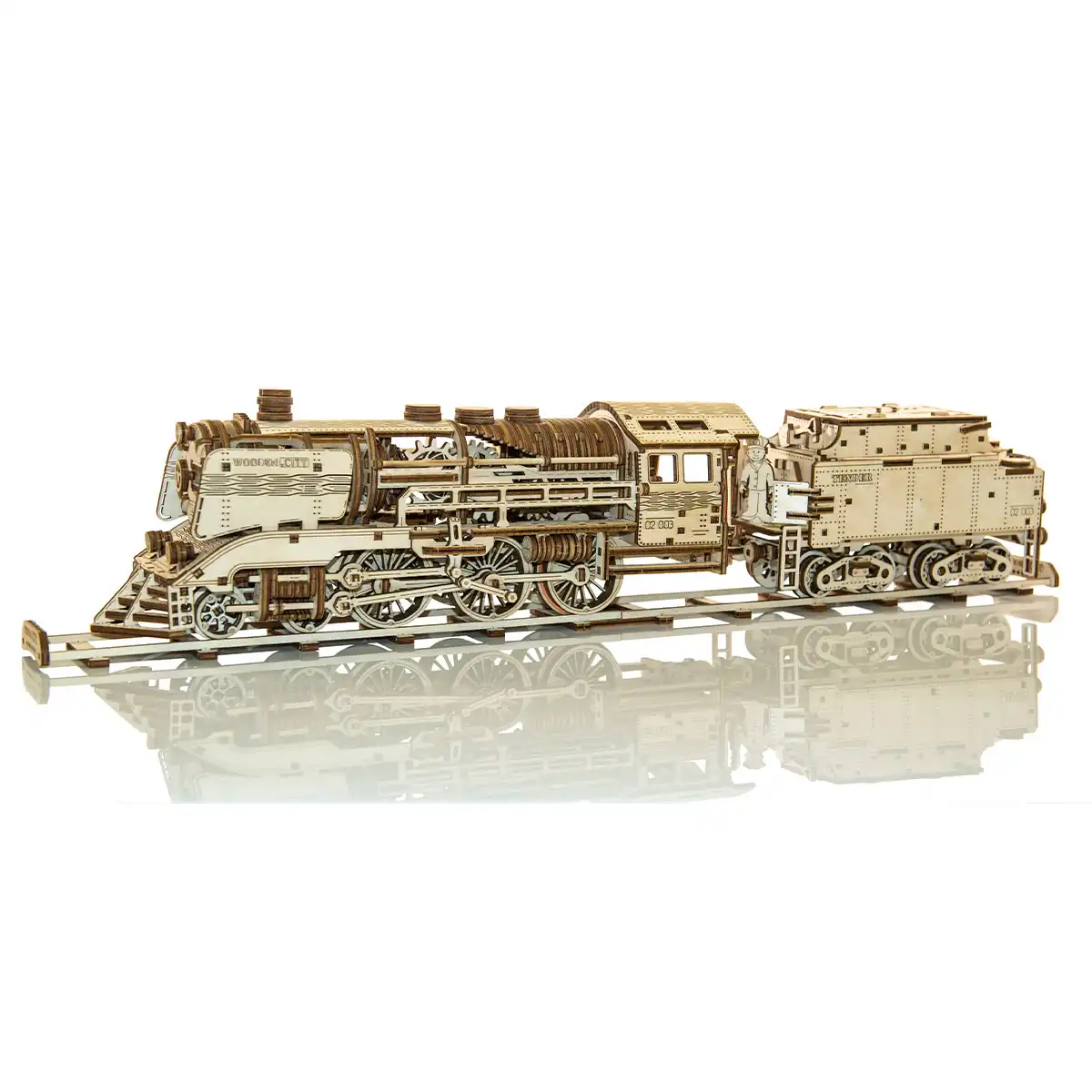 WR323 3D Wooden Train Puzzle – Wooden Express + Tender with Rails - Image 2