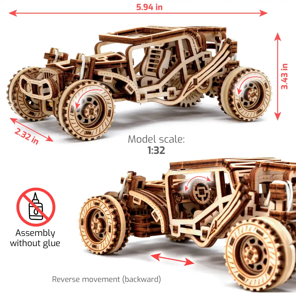 WR336 3D Wooden Car Puzzle – Buggy - Image 3