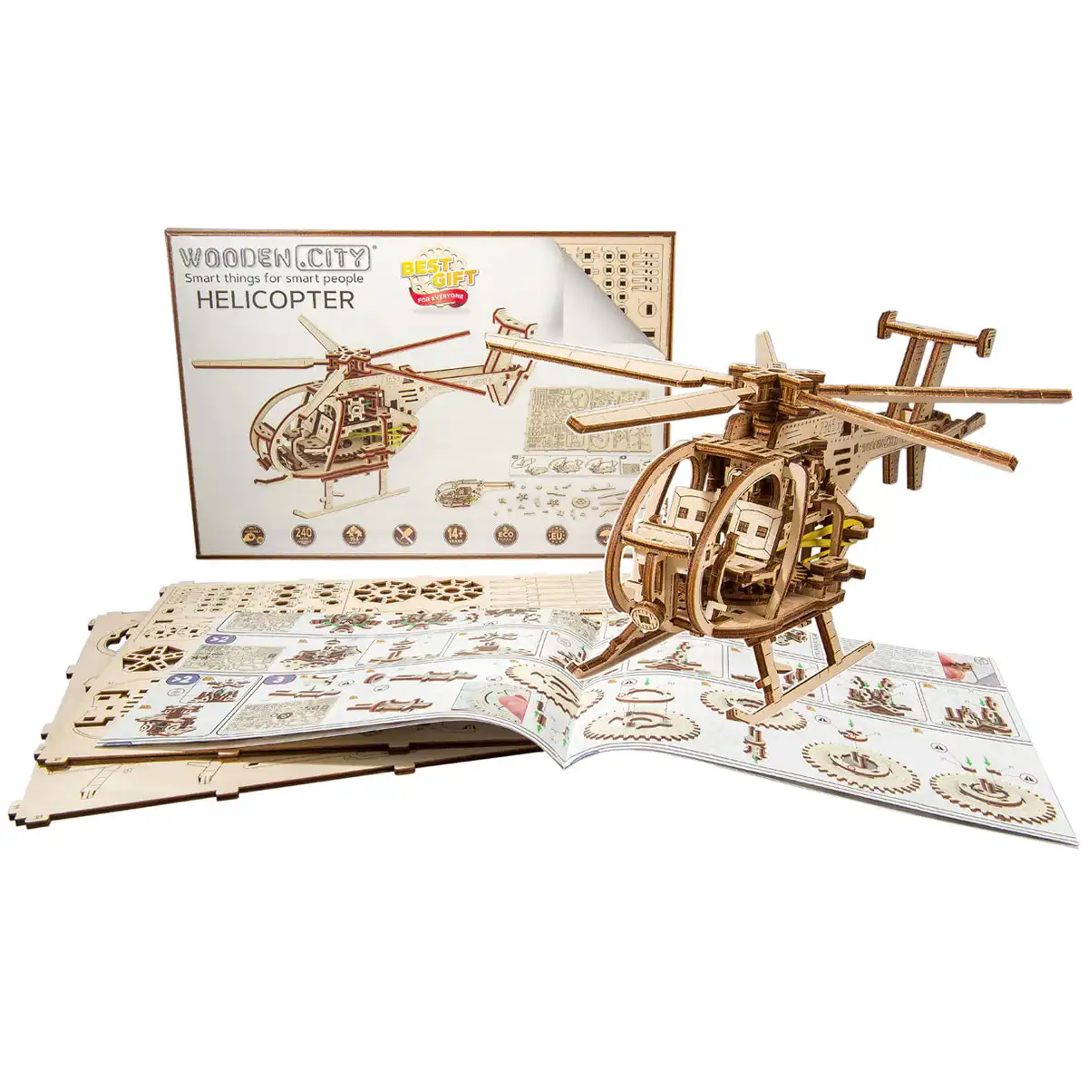 WR344 3D Wooden Helicopter Puzzle – Helicopter