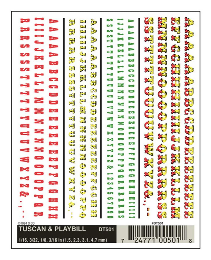 WDT501 DT501 WOODLAND SCENICS - Decals - Tuscan & Playbill