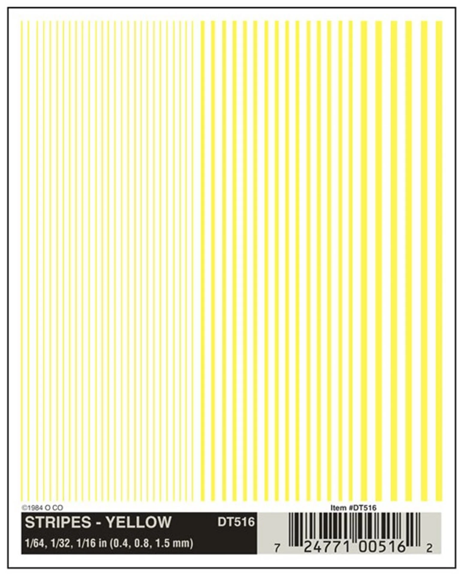 WDT516 DT516 WOODLAND SCENICS - Decals - Stripes - Yellow