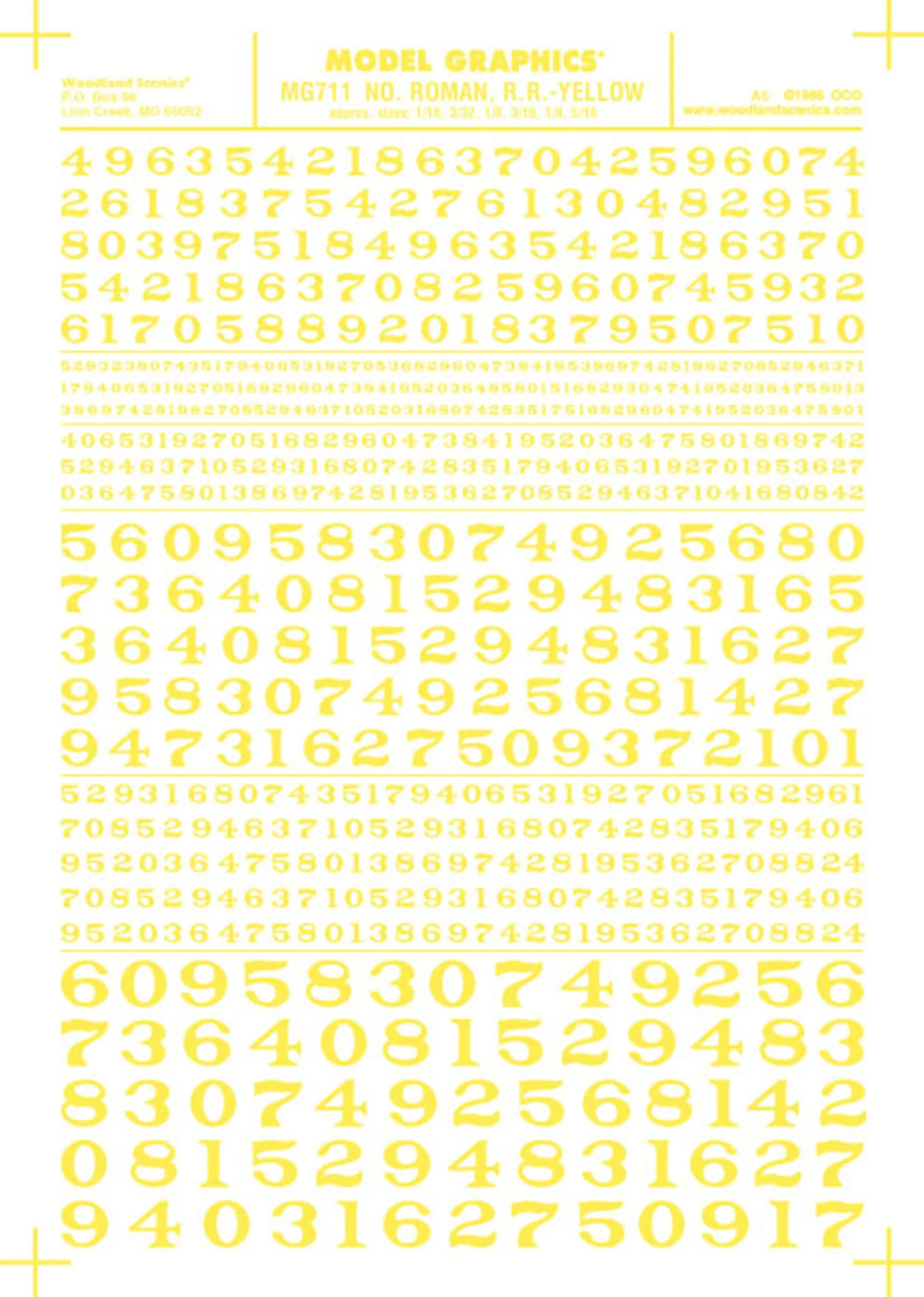 WMG711 MG711 Number Roman. R.R Yellow Transfer Decals - Image 2