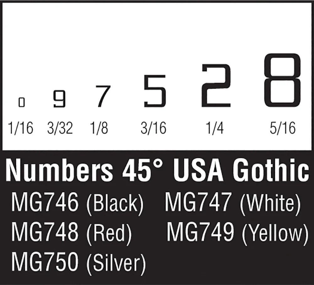 WMG746 45° USA Gothic Numbers Black - Image 2